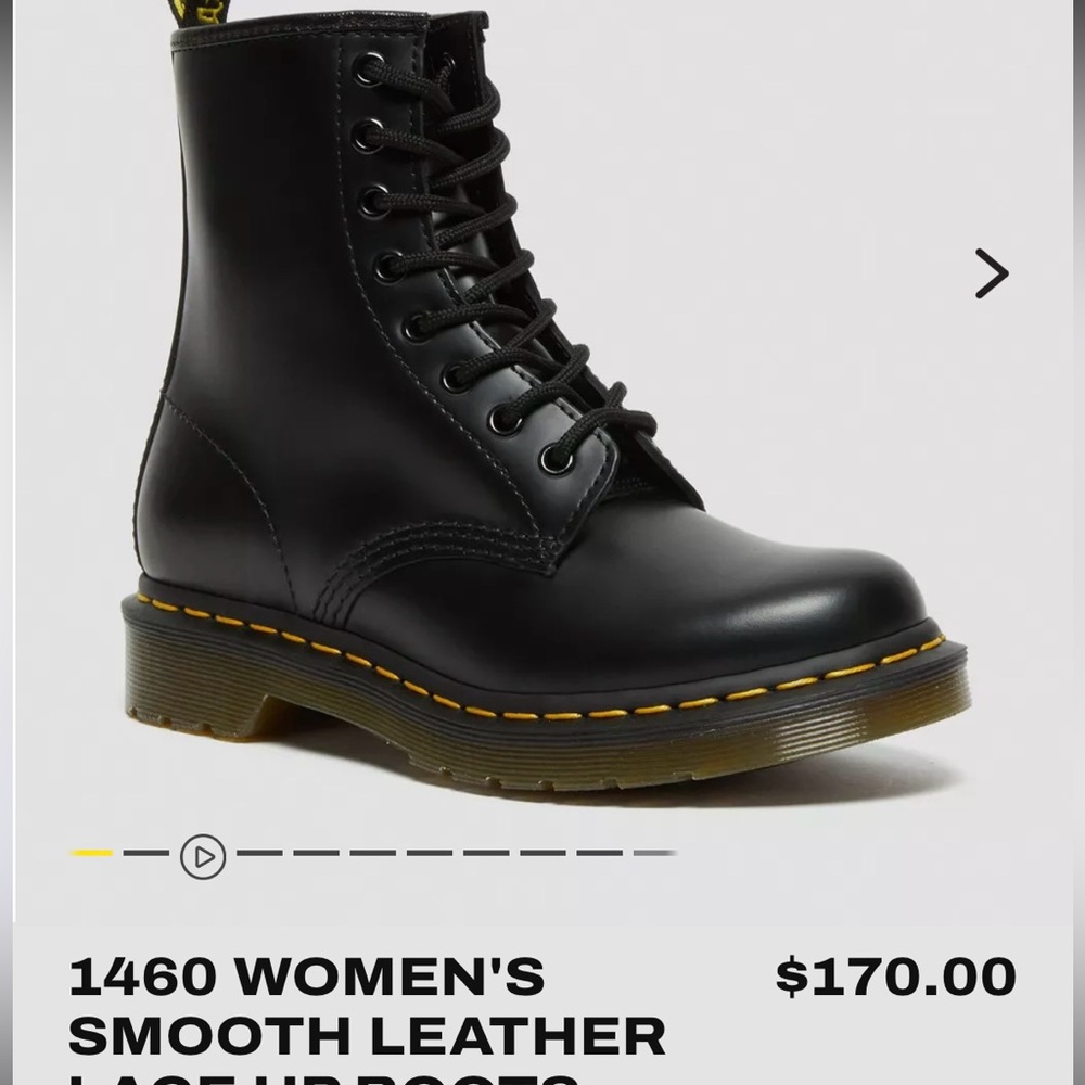 Dr Martens women’s 1460 smooth leather lace up boots.